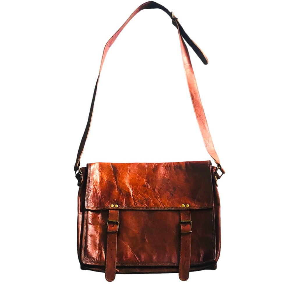 Gorgeous HAND MADE genuine aged leather messenger bag, one of a kind!